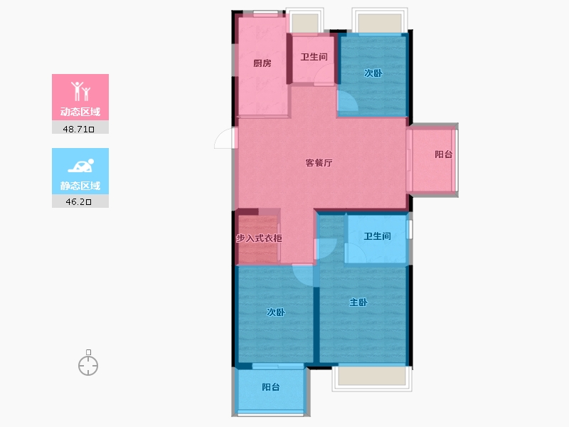 上海-上海市-悦澜天地-84.77-户型库-动静分区