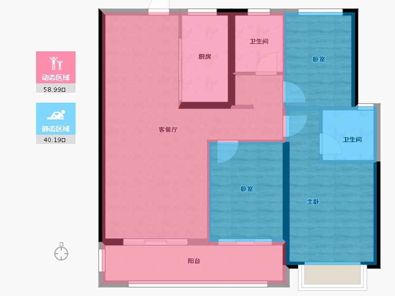 湖北省-武汉市-融侨滨江城-89.57-户型库-动静分区