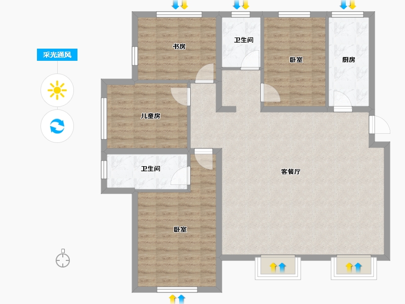 天津-天津市-​宜禾溪岸-112.00-户型库-采光通风