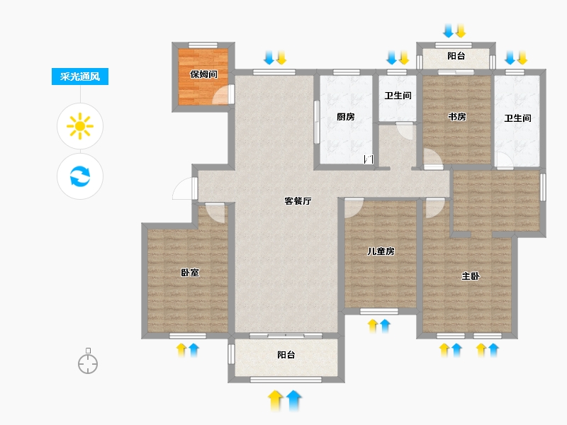 山东省-济南市-蓝石大溪地-149.17-户型库-采光通风