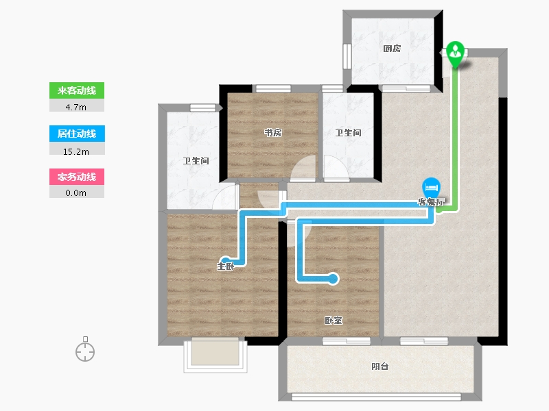 湖北省-武汉市-新城璞樾门第-87.20-户型库-动静线