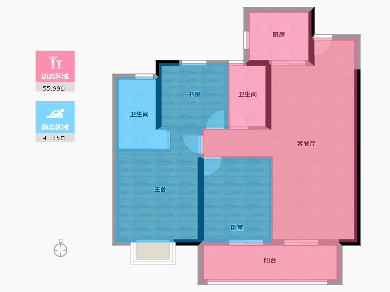 湖北省-武汉市-新城璞樾门第-87.20-户型库-动静分区