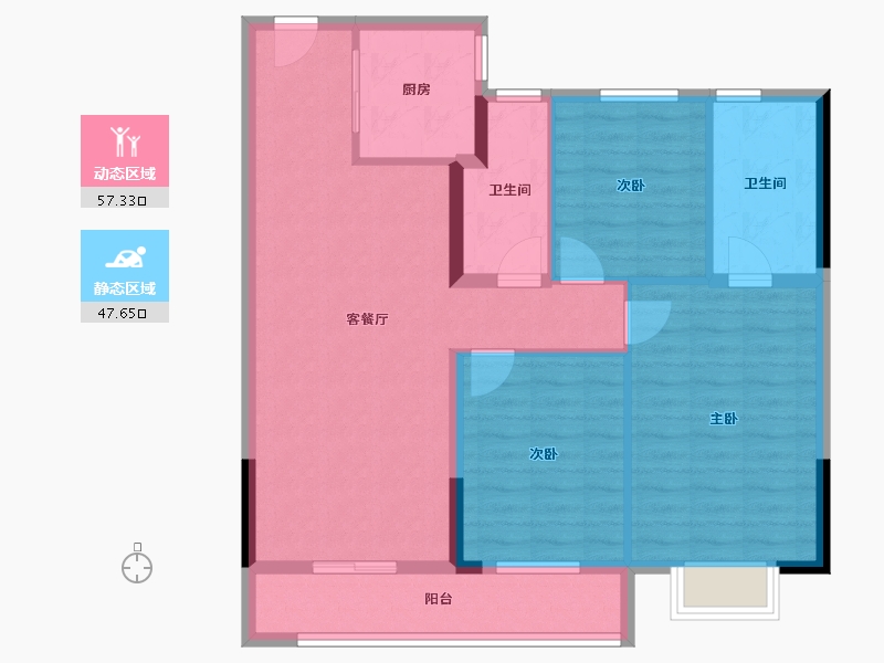 湖北省-武汉市-旭辉千山凌云-94.40-户型库-动静分区