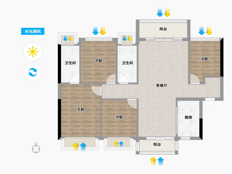 贵州省-贵阳市-碧桂园印象花溪-101.28-户型库-采光通风