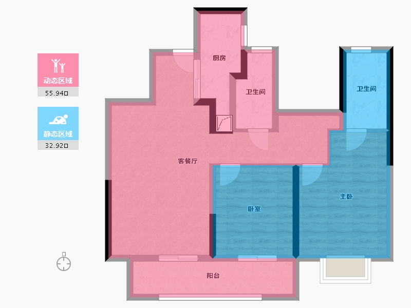 云南省-昭通市-融创九棠府-84.00-户型库-动静分区