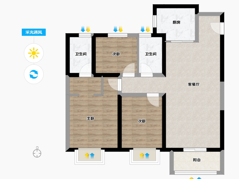 天津-天津市-金科·博翠湾-77.59-户型库-采光通风