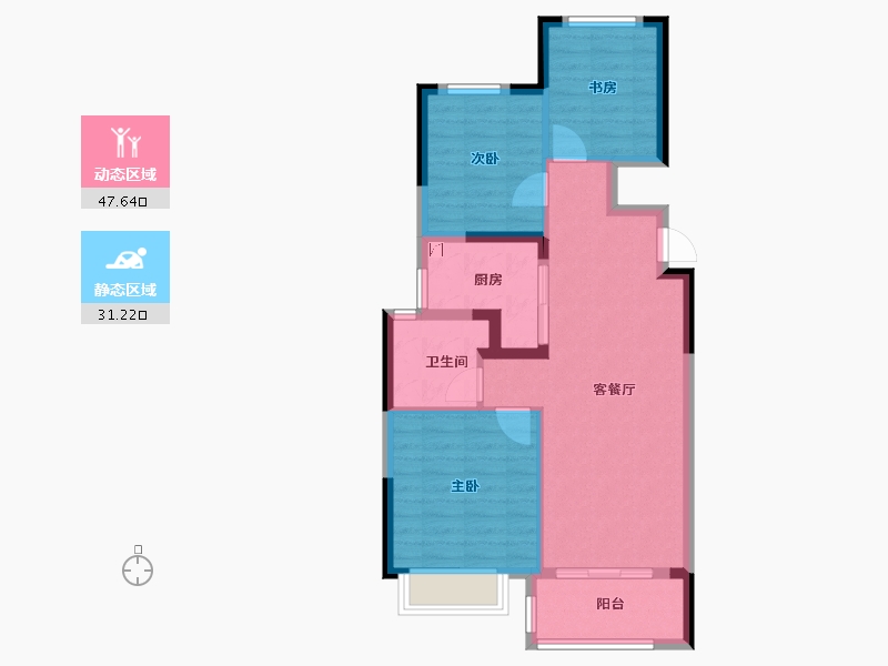 浙江省-宁波市-恒威·鸣凤府-70.30-户型库-动静分区