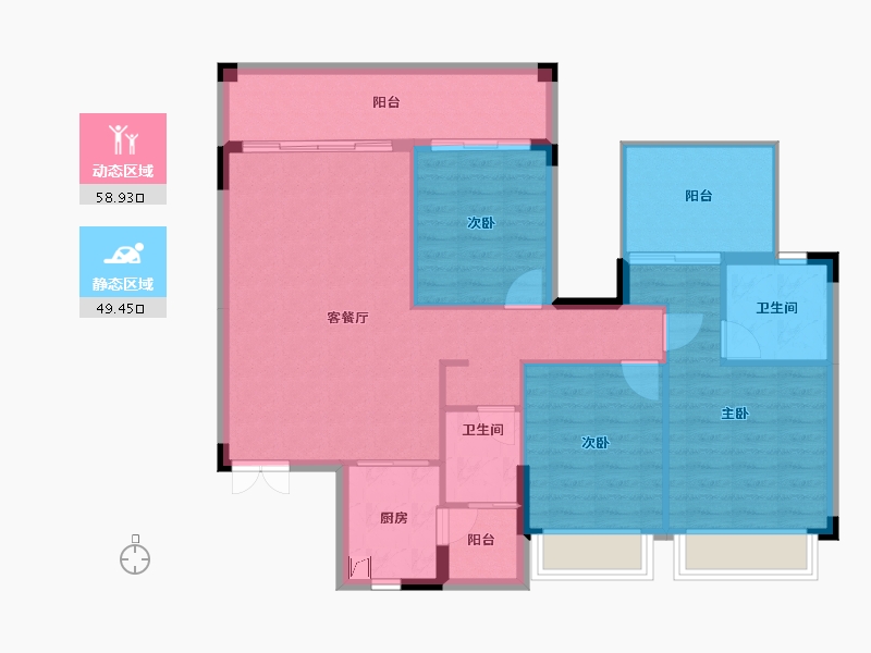 广西壮族自治区-南宁市-中鼎公园首府-98.68-户型库-动静分区