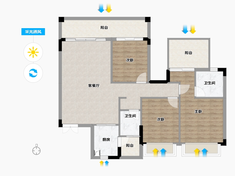 广西壮族自治区-南宁市-中鼎公园首府-98.68-户型库-采光通风