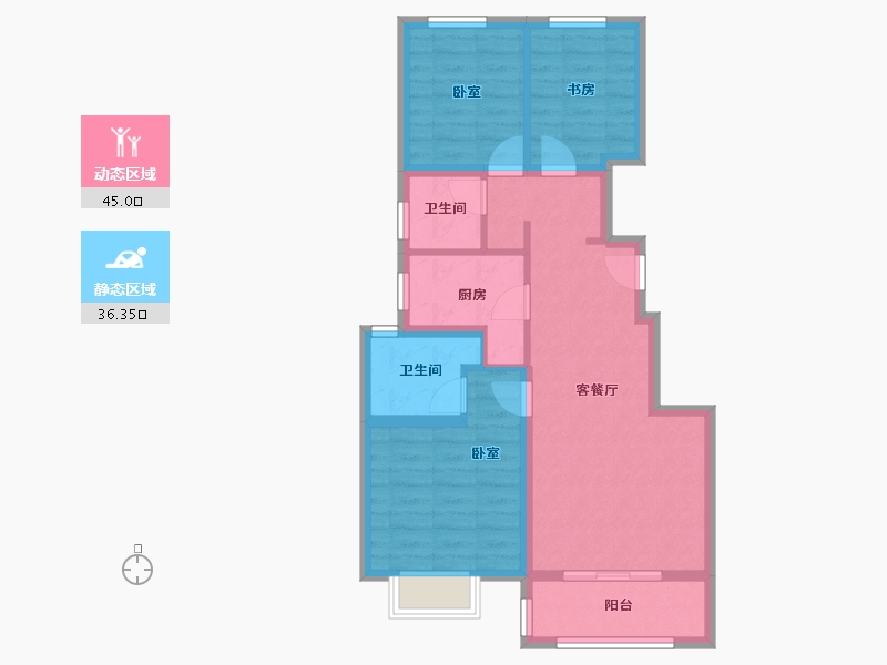 天津-天津市-金威澜湾学府-72.00-户型库-动静分区