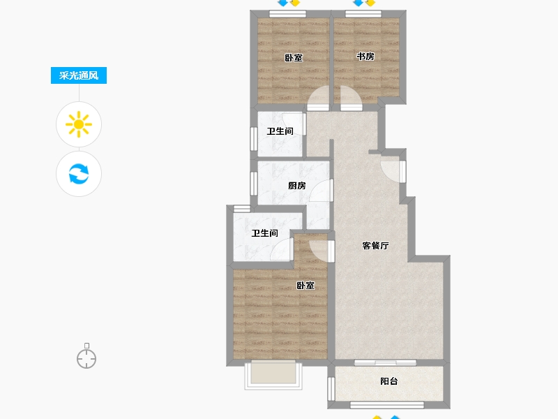 天津-天津市-金威澜湾学府-72.00-户型库-采光通风