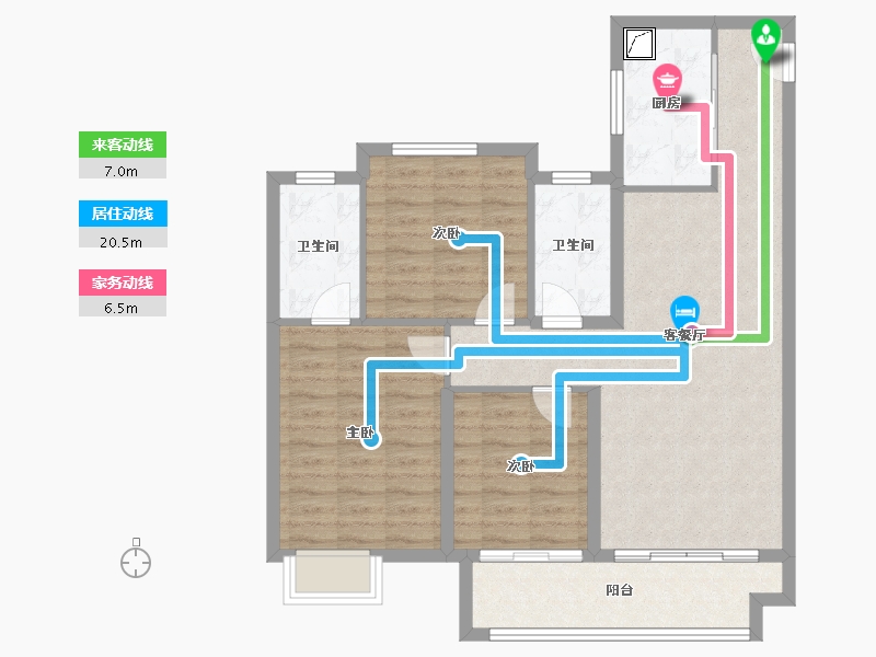 江苏省-苏州市-张家港市中骏世界城-90.00-户型库-动静线