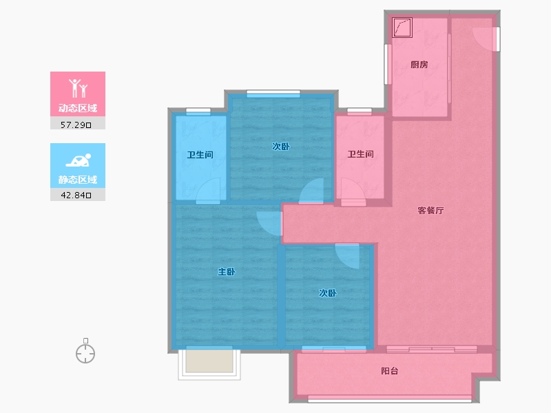 江苏省-苏州市-张家港市中骏世界城-90.00-户型库-动静分区