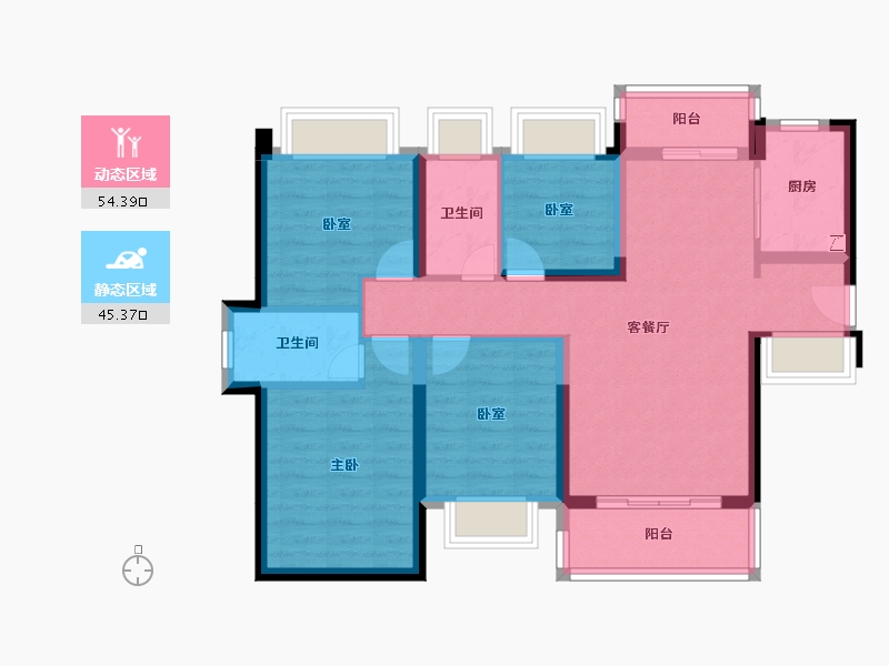 广东省-珠海市-世荣尚观花园-88.26-户型库-动静分区