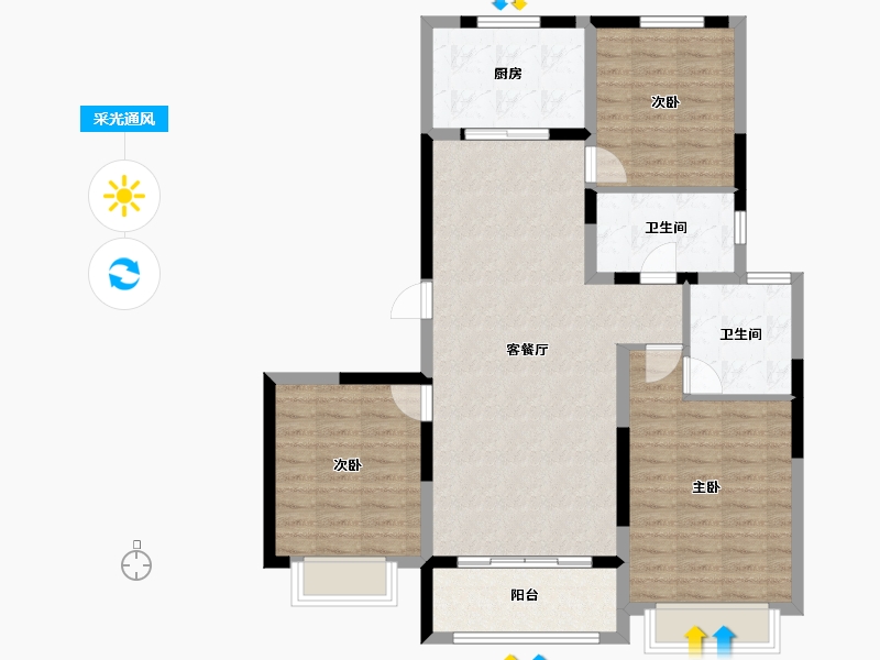 上海-上海市-中国铁建香榭国际-98.97-户型库-采光通风