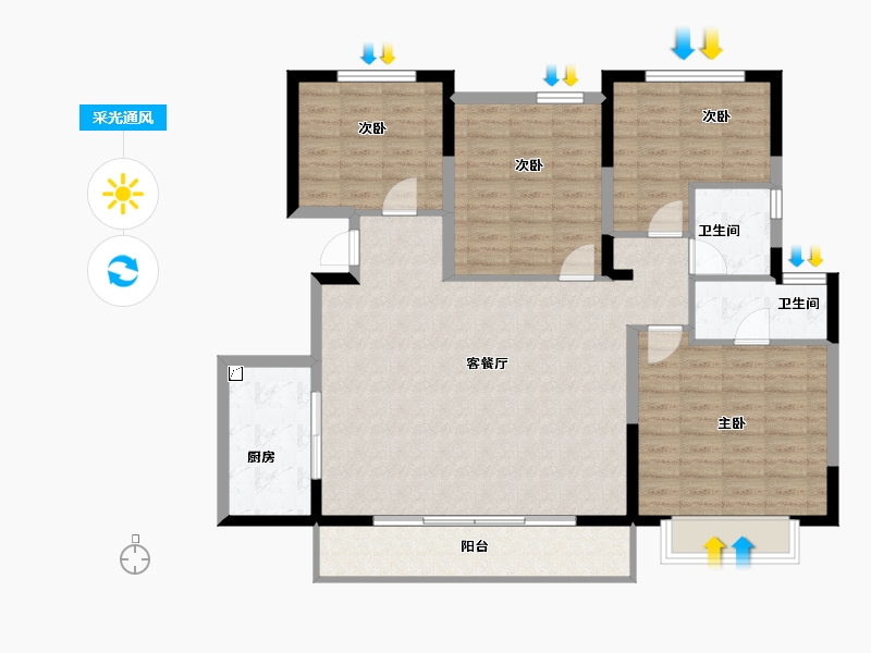 广西壮族自治区-南宁市-万科第五园-114.23-户型库-采光通风