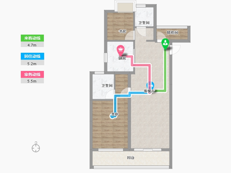 浙江省-湖州市-蓝城桂语江南-75.62-户型库-动静线