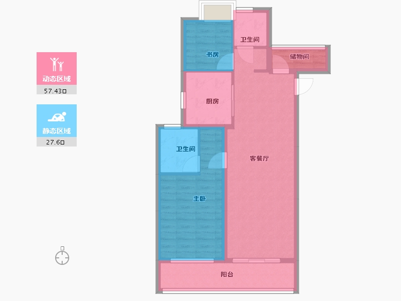 浙江省-湖州市-蓝城桂语江南-75.62-户型库-动静分区