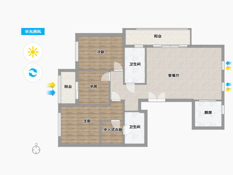 浙江省-湖州市-骏宏兴樾府-76.00-户型库-采光通风