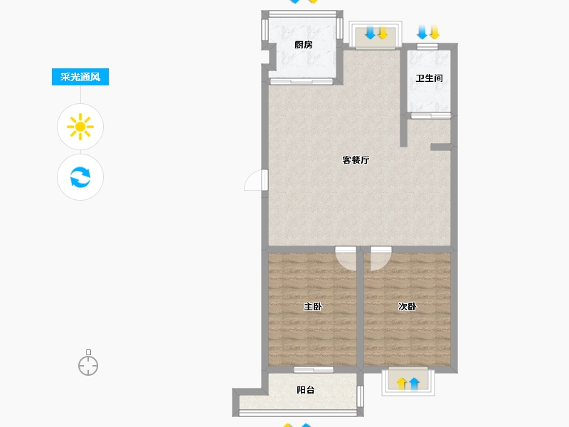 江苏省-南通市-育贤花园-88.00-户型库-采光通风