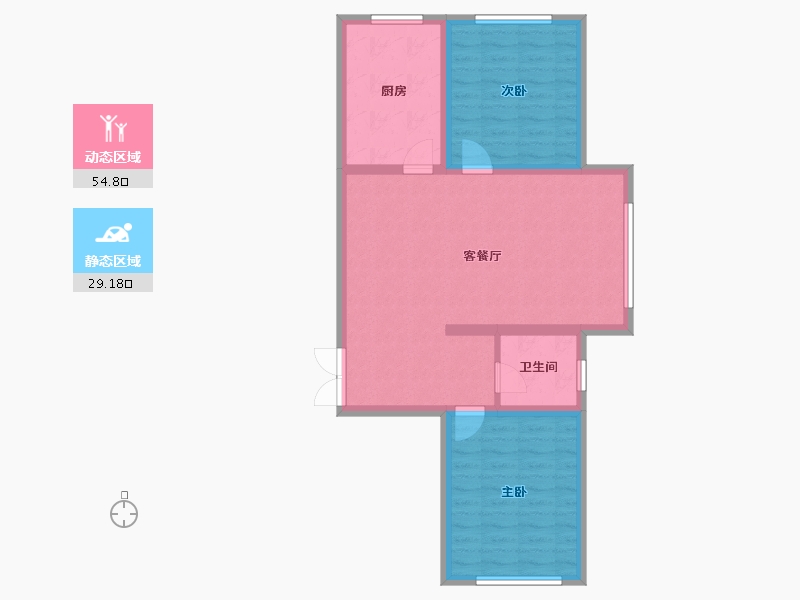 内蒙古自治区-鄂尔多斯市-君泰华府-84.50-户型库-动静分区