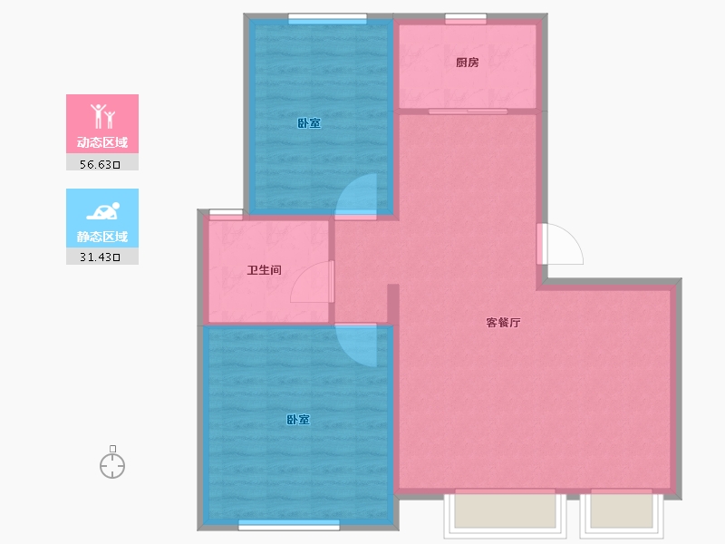 天津-天津市-​宜禾溪岸-80.00-户型库-动静分区