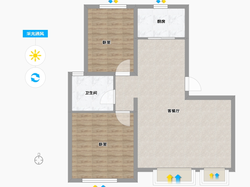 天津-天津市-​宜禾溪岸-80.00-户型库-采光通风