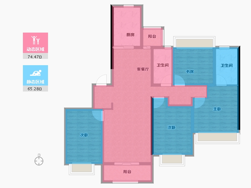 上海-上海市-中皇北岸锦源-124.41-户型库-动静分区