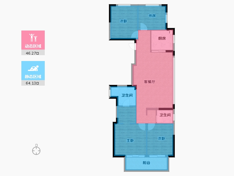 浙江省-宁波市-恒威·鸣凤府-99.56-户型库-动静分区