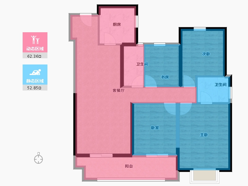 湖北省-武汉市-新城璞樾门第-103.20-户型库-动静分区