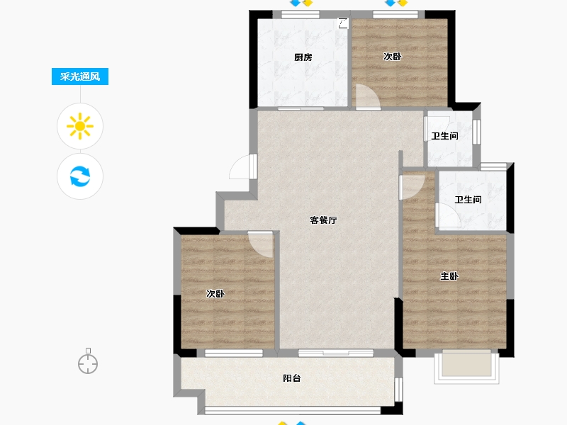 浙江省-宁波市-武岭悦府-92.02-户型库-采光通风