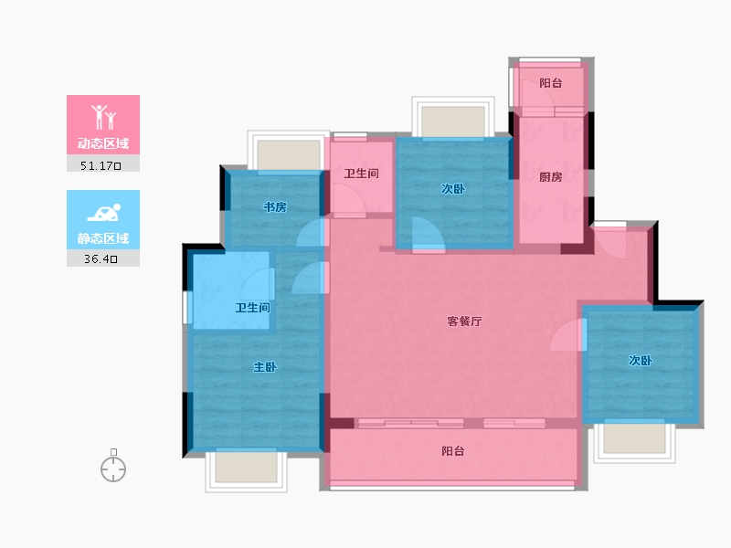 重庆-重庆市-首创禧悦学府-81.00-户型库-动静分区