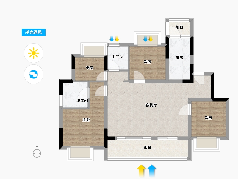 重庆-重庆市-首创禧悦学府-81.00-户型库-采光通风
