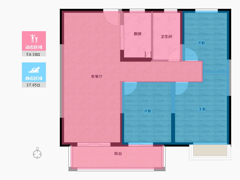 湖南省-长沙市-珠江四方印-87.20-户型库-动静分区