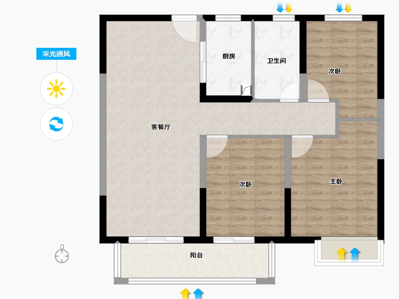 湖南省-长沙市-珠江四方印-87.20-户型库-采光通风