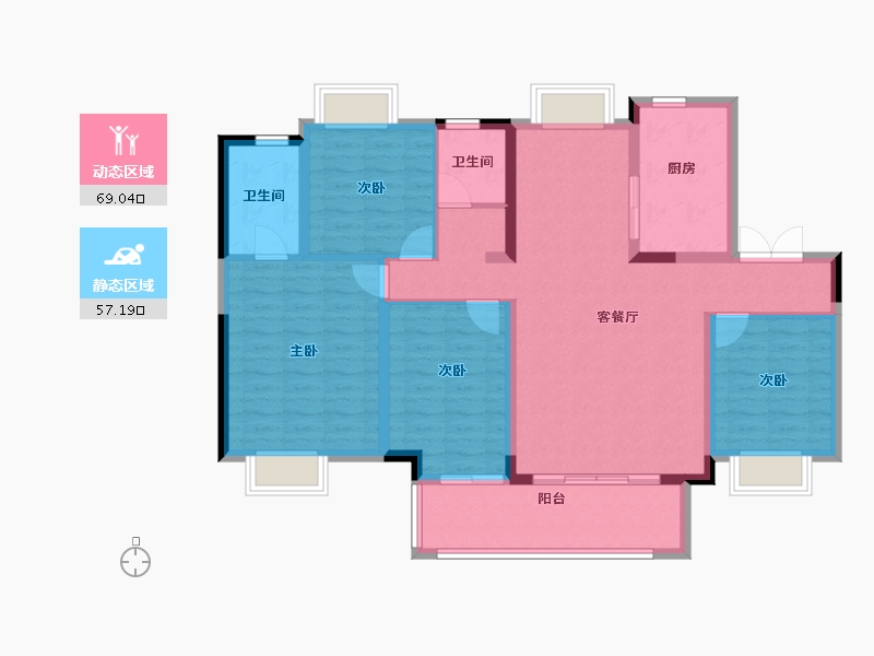 湖北省-武汉市-昆仑御-113.60-户型库-动静分区