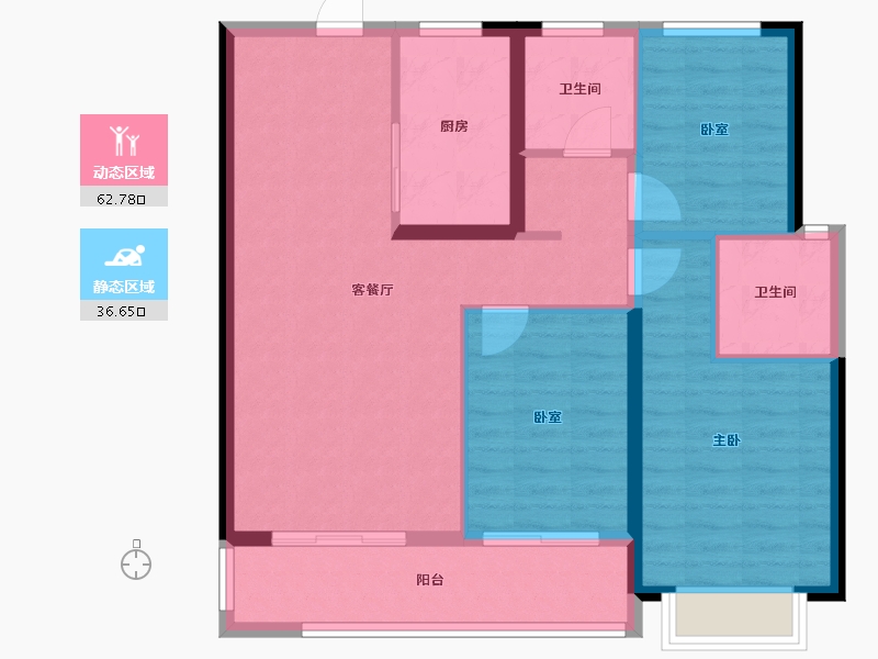 湖北省-武汉市-融侨滨江城-89.50-户型库-动静分区