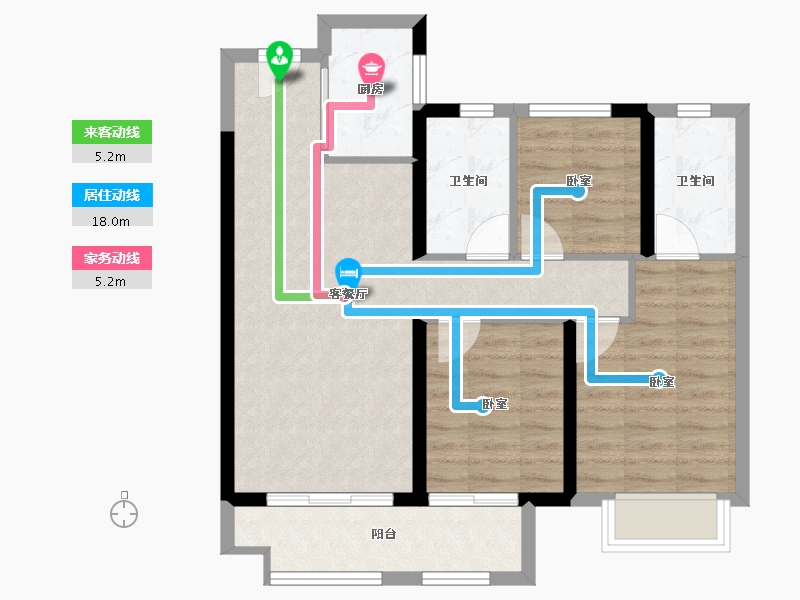 湖北省-武汉市-美的君兰半岛-72.53-户型库-动静线