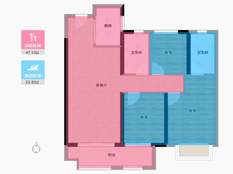 湖北省-武汉市-美的君兰半岛-72.53-户型库-动静分区