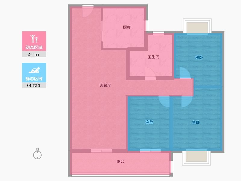 湖北省-武汉市-旭辉千山凌云-88.00-户型库-动静分区