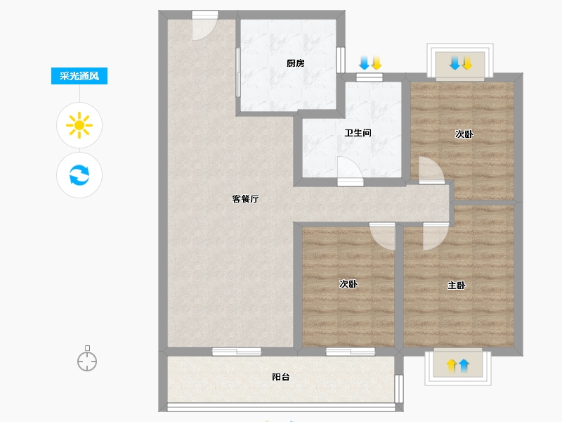 湖北省-武汉市-旭辉千山凌云-88.00-户型库-采光通风