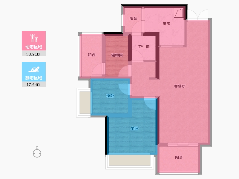 贵州省-贵阳市-贵阳经开吾悦广场-66.40-户型库-动静分区