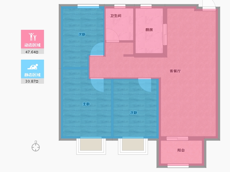 湖北省-武汉市-保利明玥晨光-70.38-户型库-动静分区