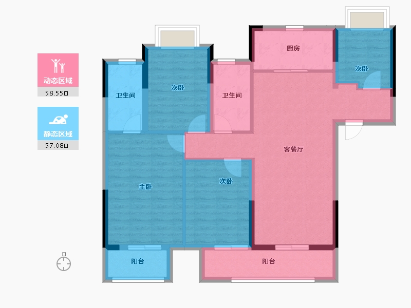 湖北省-武汉市-东原印未来-103.71-户型库-动静分区