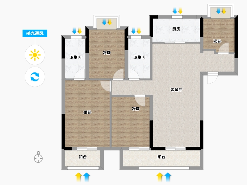 湖北省-武汉市-东原印未来-103.71-户型库-采光通风