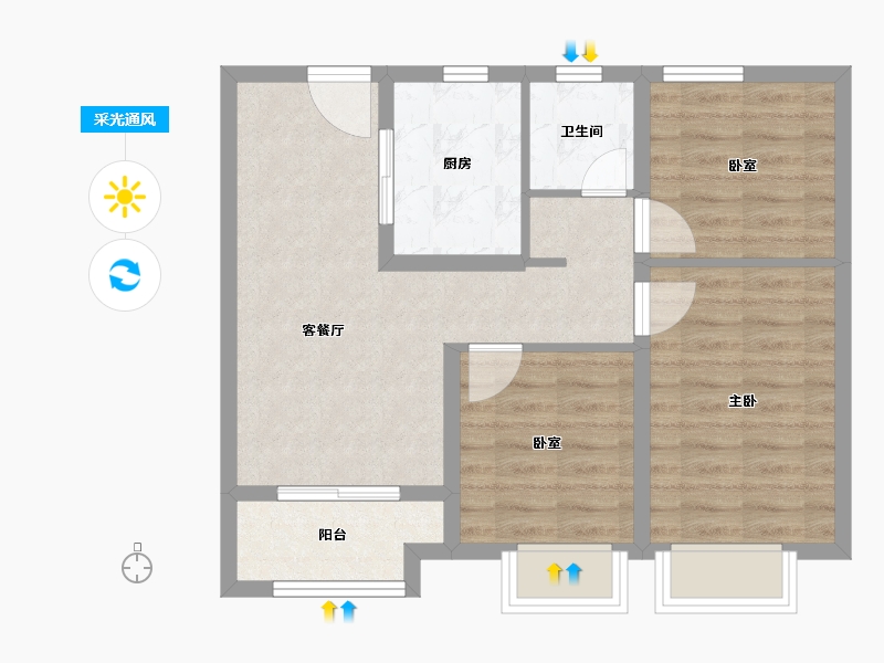 上海-上海市-新未来·樾湖-65.60-户型库-采光通风