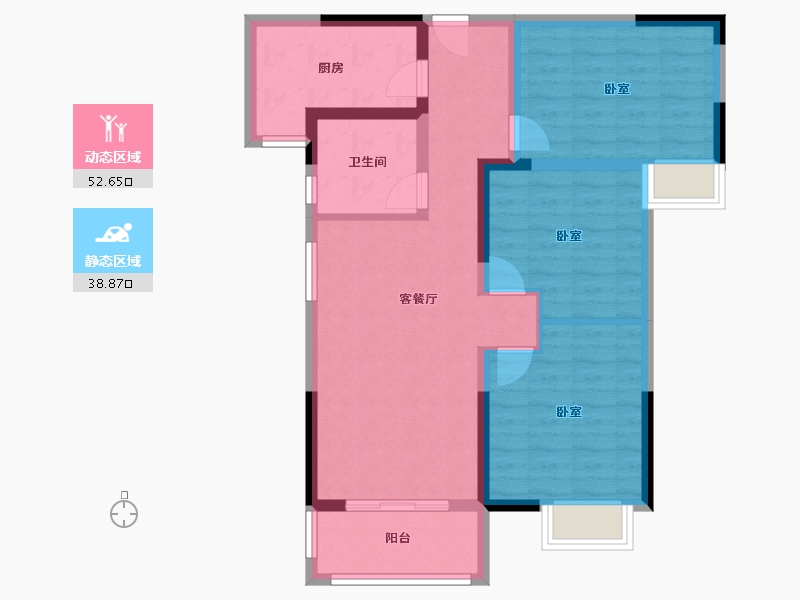 湖北省-武汉市-阳光100凤凰街凤,凰里-81.27-户型库-动静分区