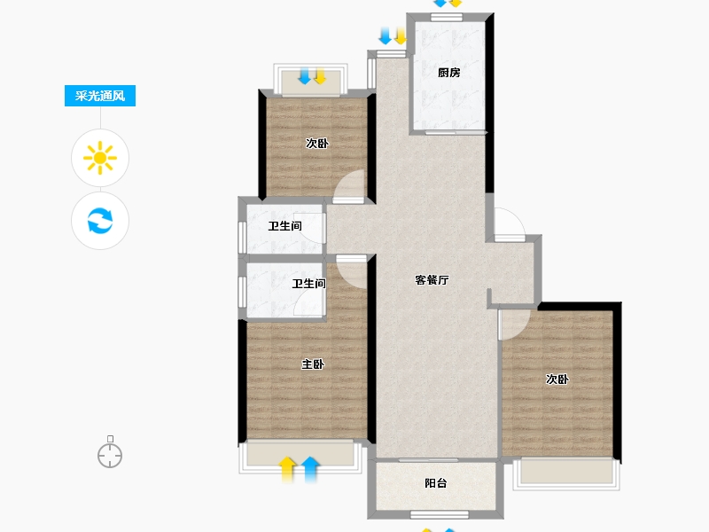 上海-上海市-中皇北岸锦源-113.61-户型库-采光通风