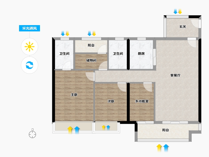 广东省-佛山市-方直星耀国际-100.01-户型库-采光通风