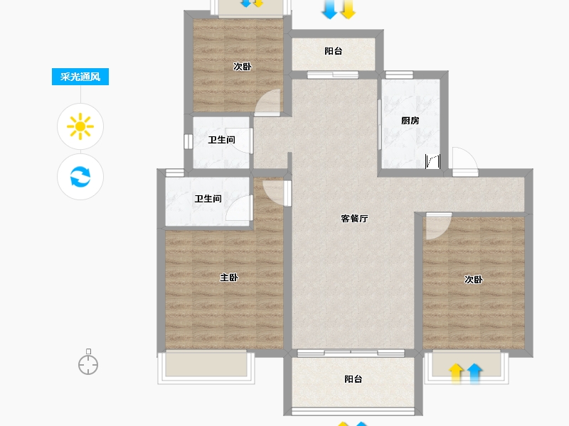 江西省-南昌市-润永通·东投·悦港城-89.97-户型库-采光通风